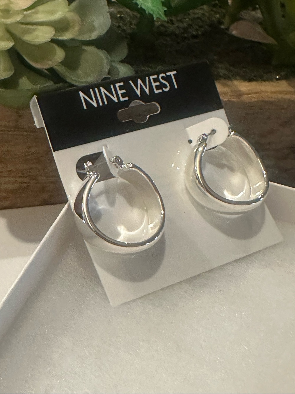 NWT Nine West Silver Tone Polished Hoop Earrings